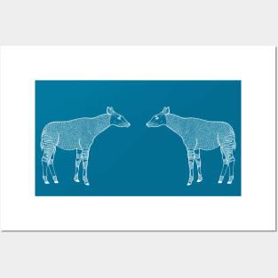 Okapis or Zebra Giraffes in Love - African animal lovers' design Posters and Art